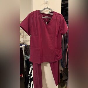 Momentum by Maevn Women's Burgundy Scrub Set
